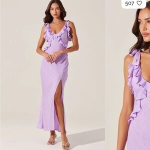 Astr Lavender Ruffle Maxi Dress